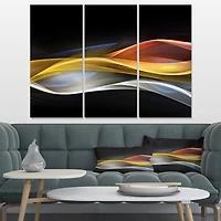 Designart - 3D Gold Silver Wave Design