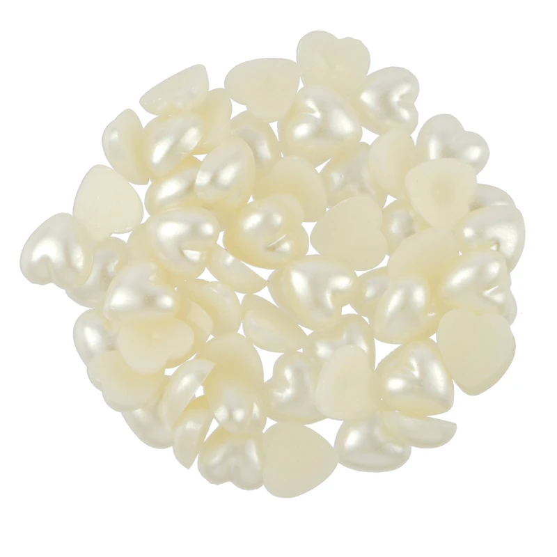 7.4mm Ivory AB Flatback Plastic Pearl Hearts, 300ct. by Bead Landing™