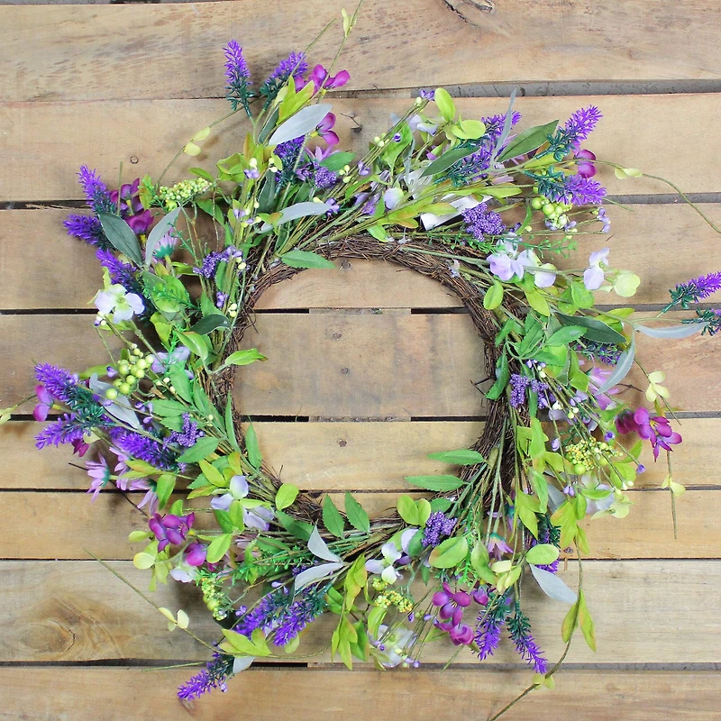 20" Lavender & Wild Flower Artificial Spring Wreath