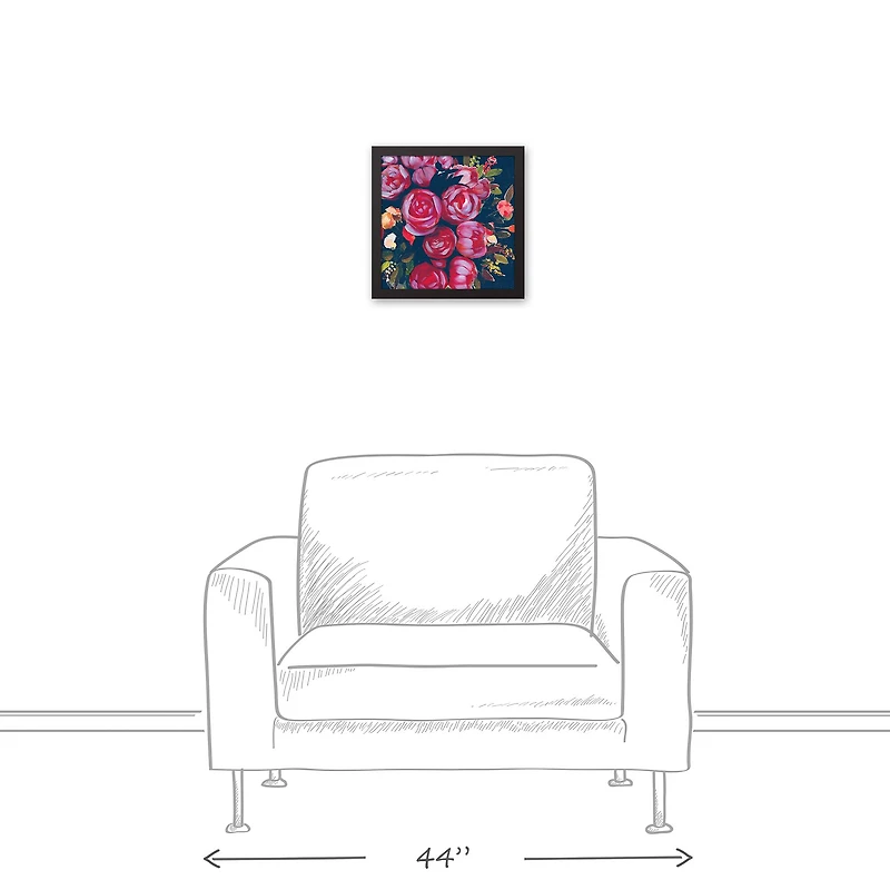 Funky Bold Flowers 12" x 12" Black Framed Canvas
