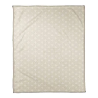 Beige & White Swiss Cross Pattern Fleece Blanket