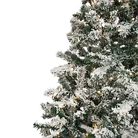 9ft. Pre-Lit Flocked Pine Artificial Christmas Tree, Warm White LED Lights