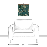 Ornate Teal Floral Teak Hanging Canvas Art