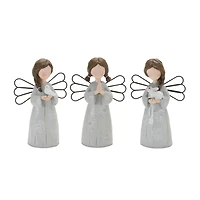 6" Floral Etched Angel Figurine Set