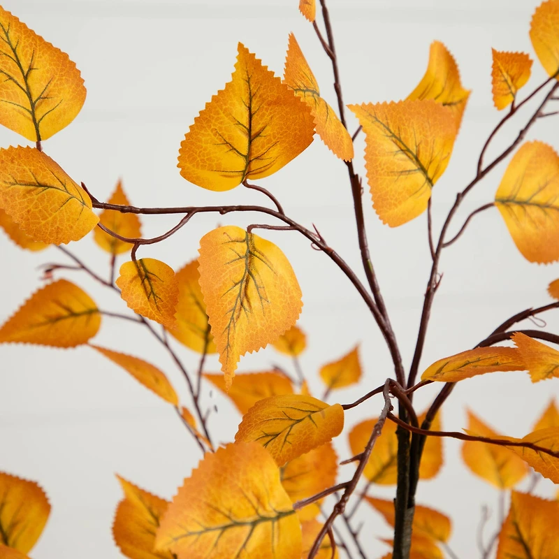 4ft. Autumn Birch Artificial Fall Tree in White Decorative Planter