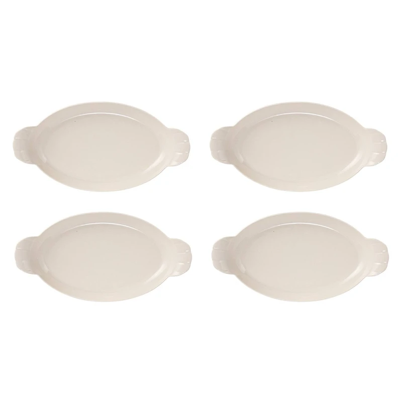 Hello Honey® 10" White Stoneware Trays with Handles, 4ct.