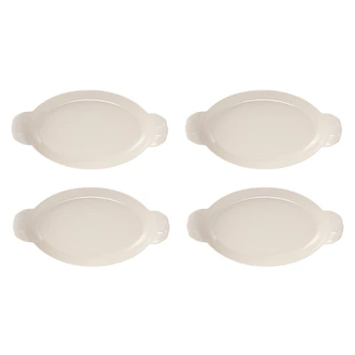 Hello Honey® 10" White Stoneware Trays with Handles, 4ct.