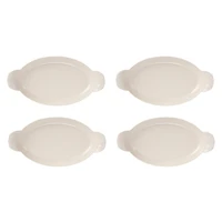 Hello Honey® 10" White Stoneware Trays with Handles, 4ct.