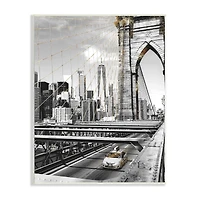 Stupell Industries Brooklyn Bridge Urban City Architecture Taxi Driving Photography Wall Plaque