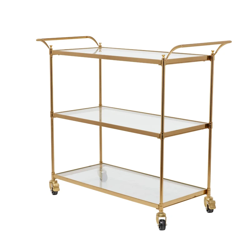 Brass Iron Traditional Bar Cart, 31" x 38" x 14"