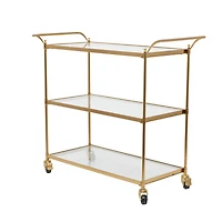 Brass Iron Traditional Bar Cart, 31" x 38" x 14"