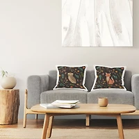 Stupell Industries Cozy Autumn Botanicals Owl & Fox Woodland Creatures Throw Pillow Set