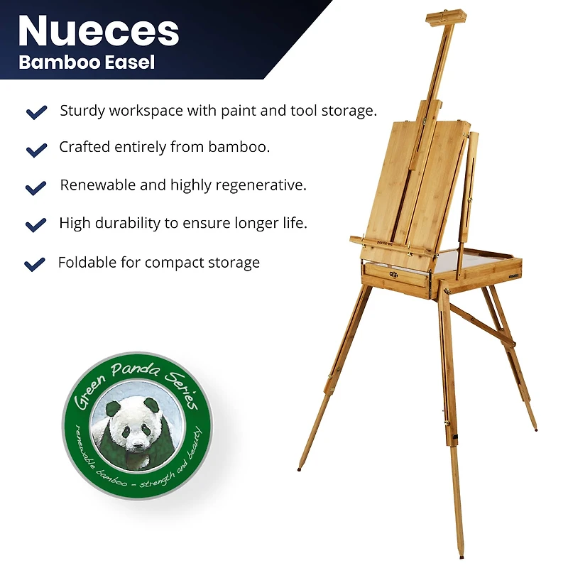 Pacific Arc French Box Bamboo Studio Easel with Storage