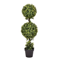 3ft. Artificial Double Ball Green Boxwood Topiary