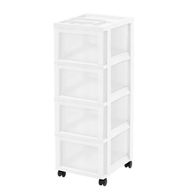 IRIS 4-Drawer Medium Cart With Organizer Top