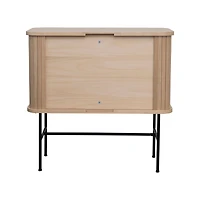 Hello Honey® 3ft. Natural Wood & Black Metal Cabinet with Sliding Doors