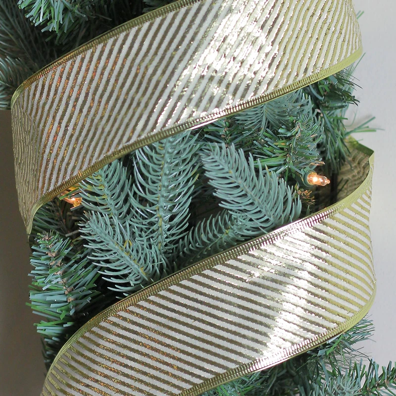 2.5" x 10yd. Wired Diagonal Stripes Christmas Ribbon