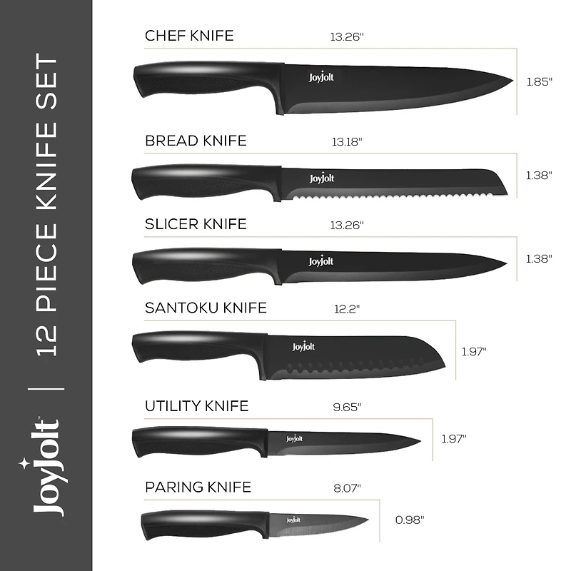 JoyJolt® Black Multipurpose Kitchen Knife Set
