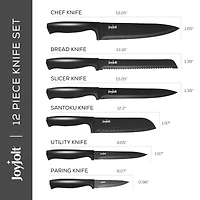 JoyJolt® Black Multipurpose Kitchen Knife Set