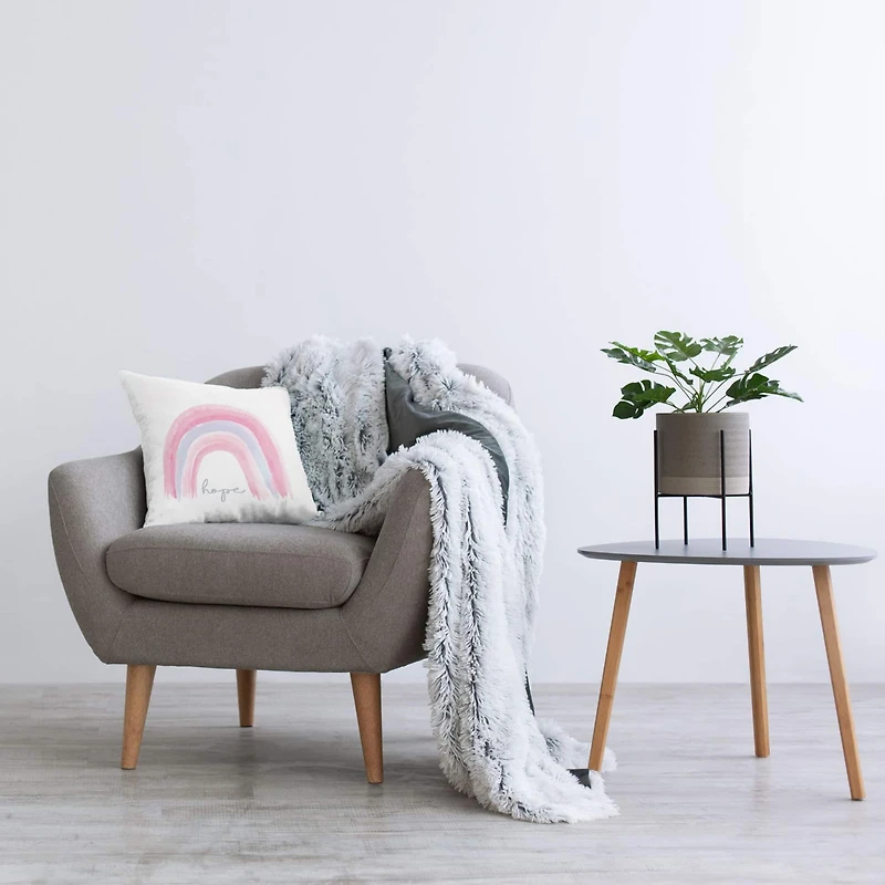 Stupell Industries Pastel Pink Rainbow Uplifting Hope Calligraphy Throw Pillow, 18" x 18"