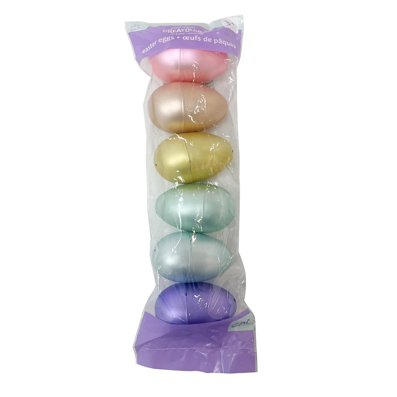 3" Matte Metallic Plastic Easter Eggs, 6ct. by Creatology™