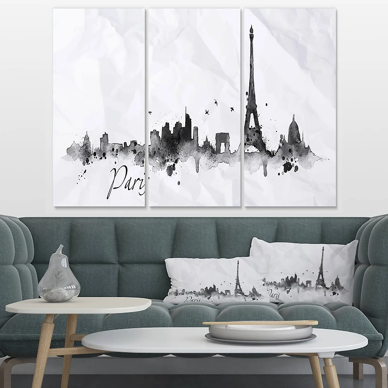 Designart - Paris with Eiffel Silhouette