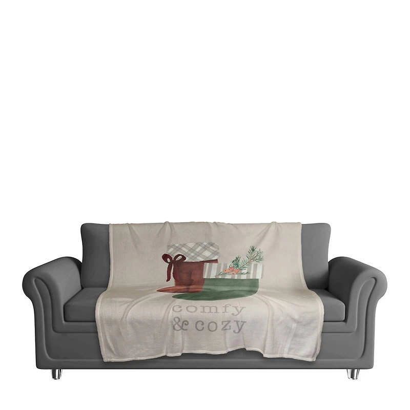 Comfy & Cozy Stockings Coral Fleece Blanket