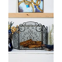 Black Metal Traditional Fireplace Screen