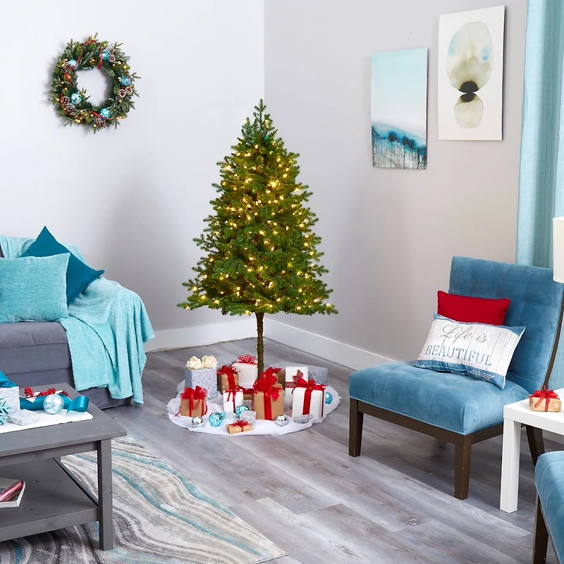 6ft. Pre-Lit Swiss Alpine Artificial Christmas Tree with Clear LED Lights