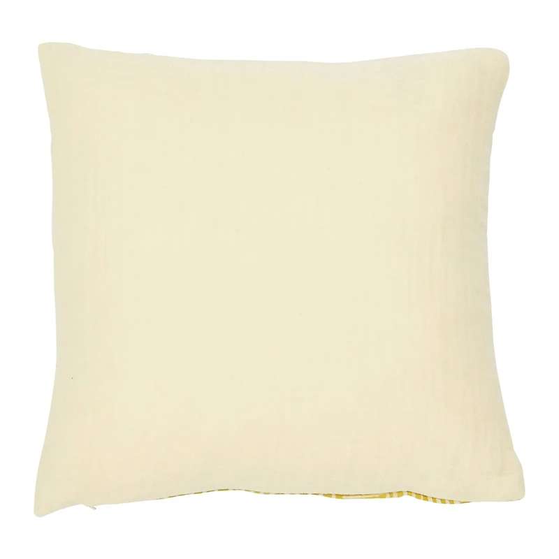 Hello Honey® Mustard & Cream Kuba Cloth Pattern Cotton Pillow