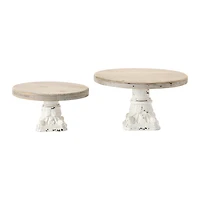 Hello Honey® Distressed White Wood & Metal Pedestals Set