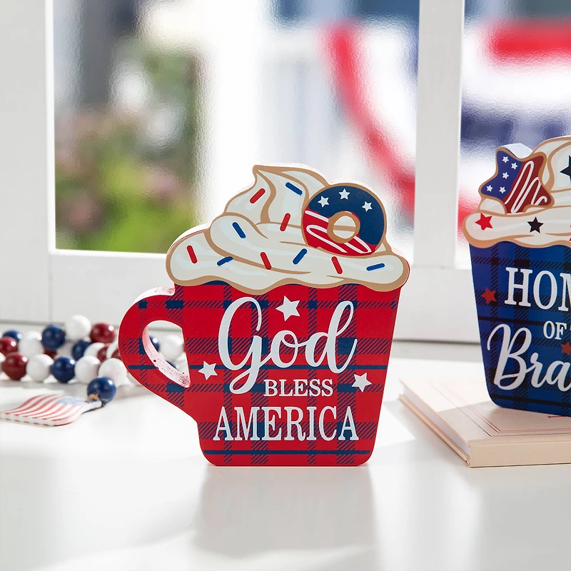 Glitzhome® Patriotic Americana Coffee Cup Table Décor Set
