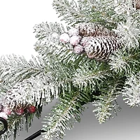 Dunhill® Fir Candle Holder with Snow, Berries & Pinecone Centerpiece