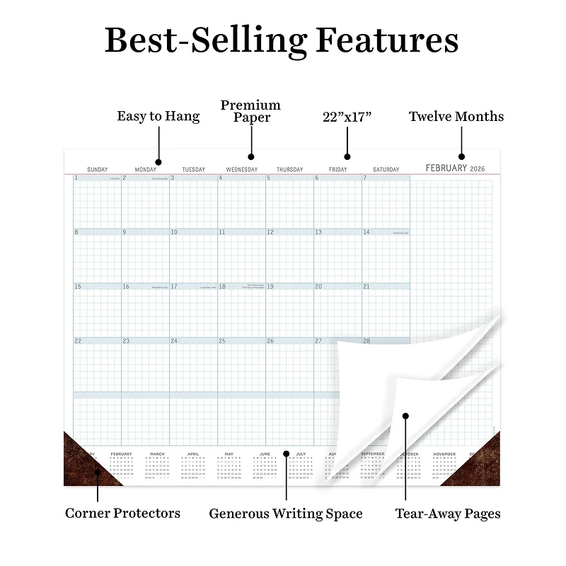 2026 Professional Desk Pad Monthly Blotter Calendar