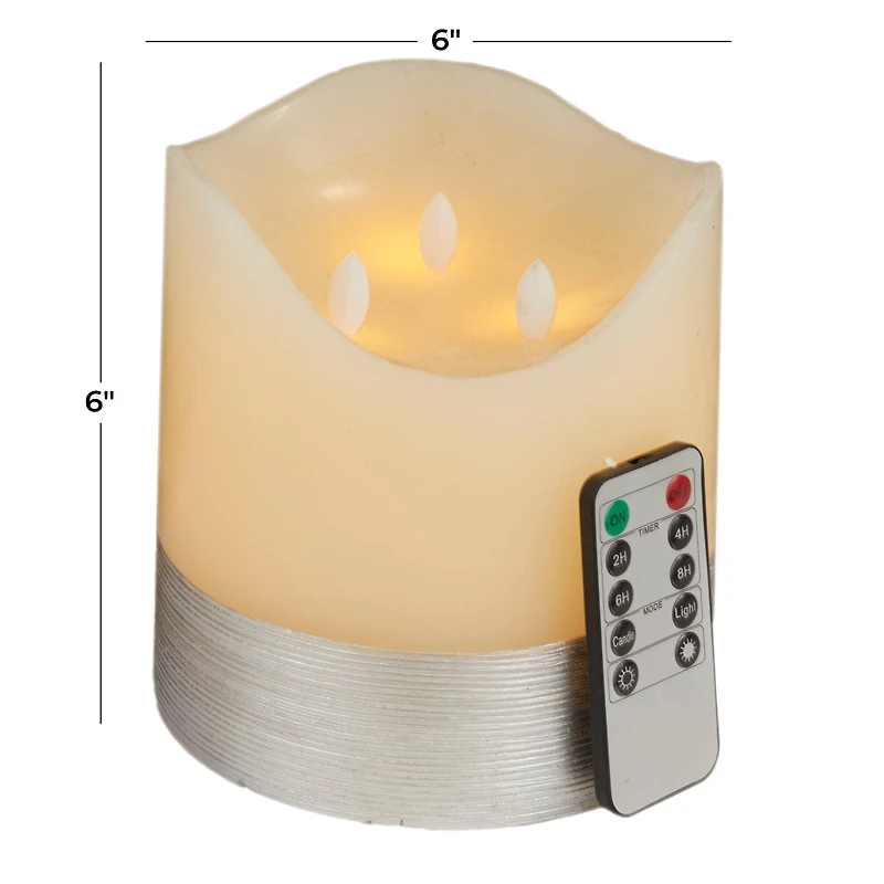 Cream & Silver Traditional Flameless Candle