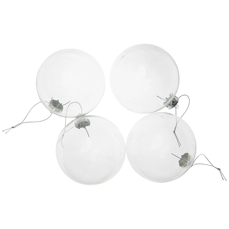 4ct. 4" Clear Glass Ball Ornaments