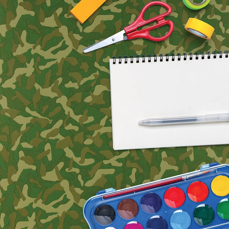 Fablon Camouflage Green Adhesive Film Sheet, 2ct.