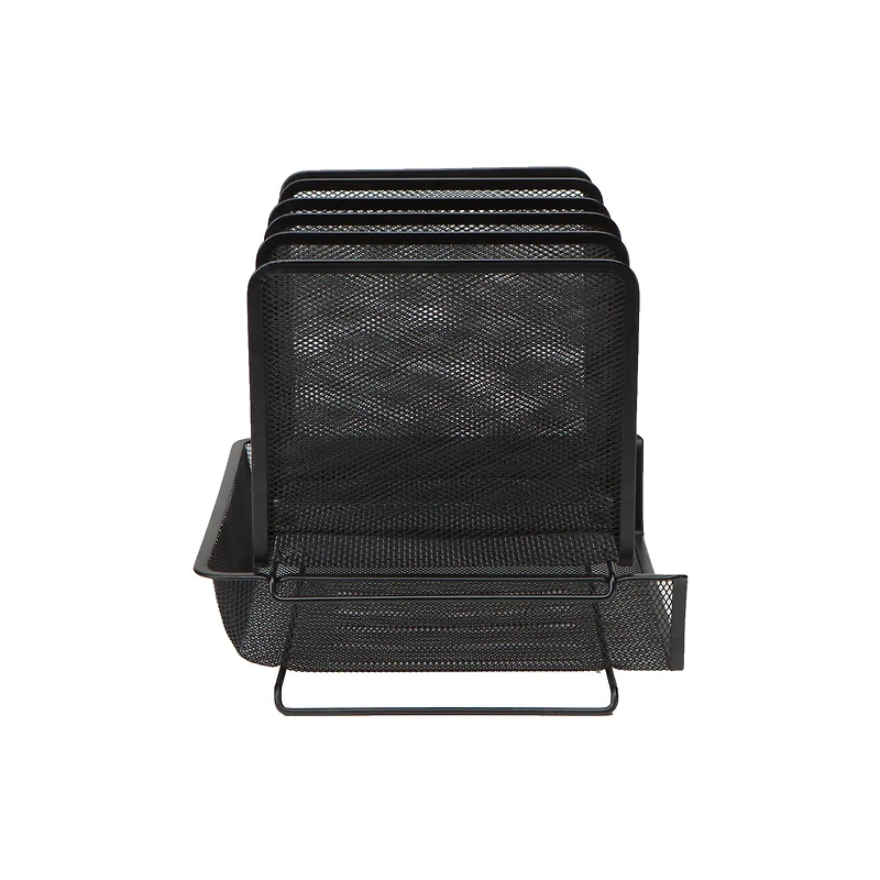 Mind Reader Black 7-Section Metal Mesh Desktop File & Document Organizer Tray