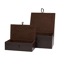 Leather Storage Box with Leather Loop Closure Set