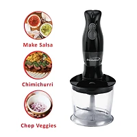Brentwood Black 2-Speed Hand Blender & Food Processor with Balloon Whisk