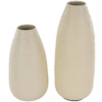 Cream Minimalistic Distressed Textured Metal Vase Set