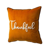 Glitzhome® Orange Velvet Thankful Pillow Cover