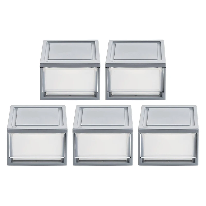 Iris® Gray Small Stacking Drawer, 5 Pack