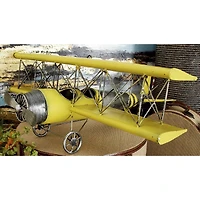 Yellow Retro Airplane Hanging Airplane Accent