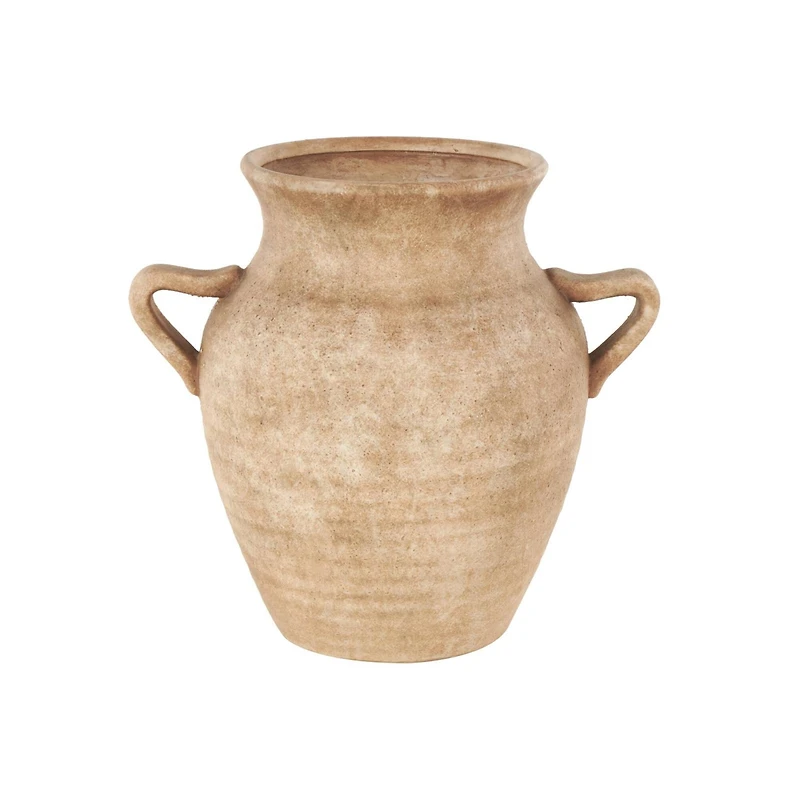 12.25" Copper Ceramic Antique Style Textured Vase with Handles