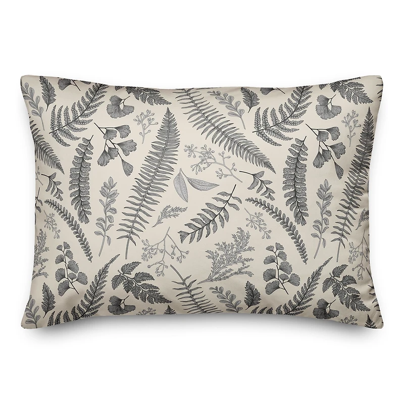Gray Botanical Pattern Throw Pillow