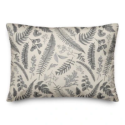 Gray Botanical Pattern Throw Pillow