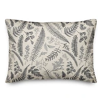 Gray Botanical Pattern Throw Pillow