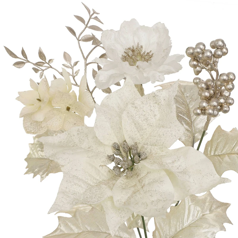 22" Champagne Poinsettia, Peony & Berry Deluxe Bush by Ashland®