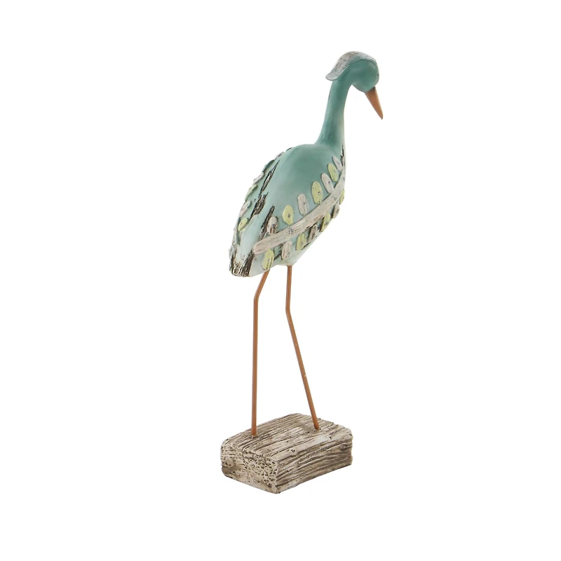 Light Blue Polystone Coastal Sculpture, Bird 20" x 10" x 4"